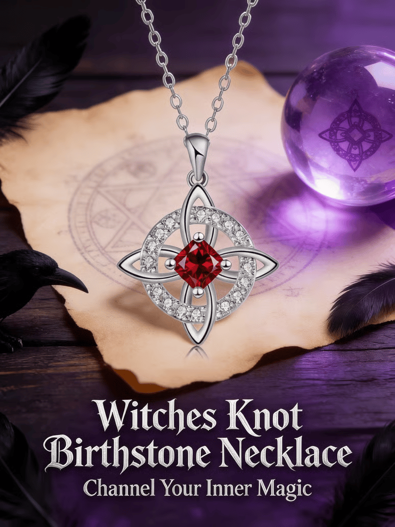Mystical Birthstone Witches Knot Necklace –🔮💞Protect Your Loved Ones