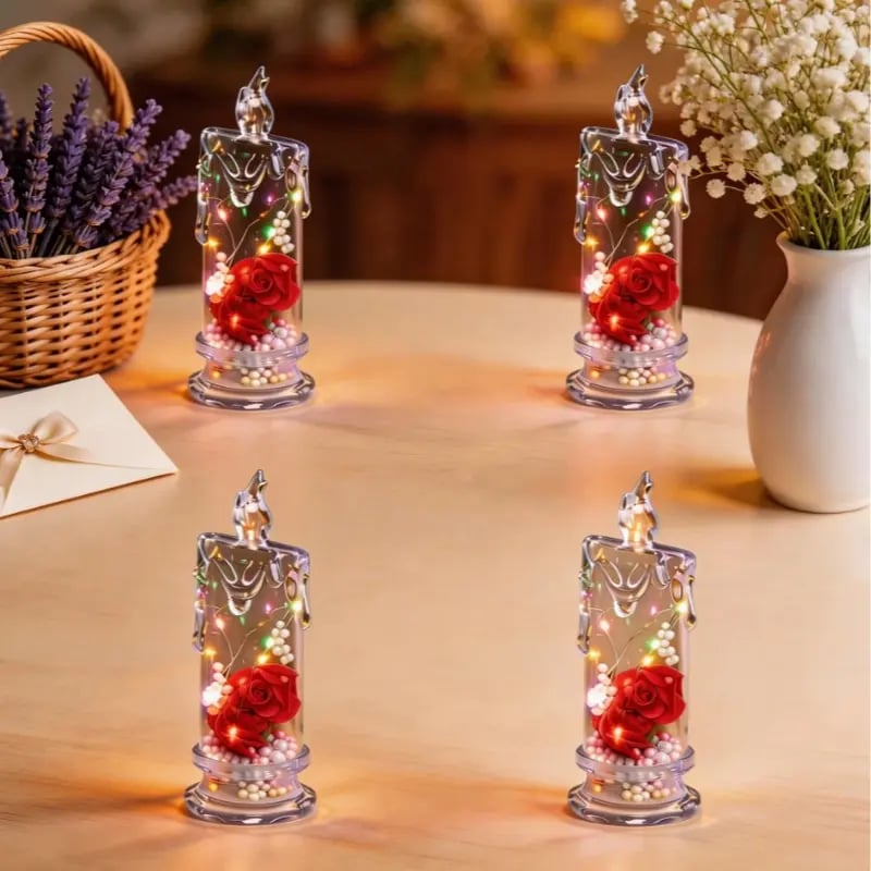 🌹Mother's dat 49%OFF✨ Set of Four Realistic Rose Candle Lights