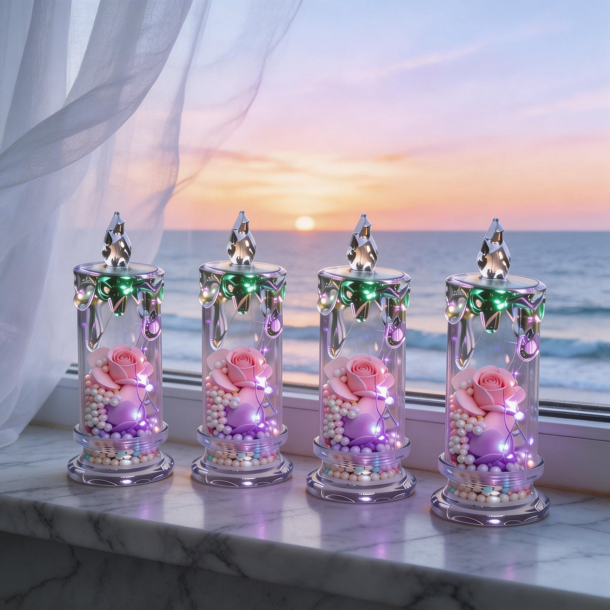🌹Mother's dat 49%OFF✨ Set of Four Realistic Rose Candle Lights
