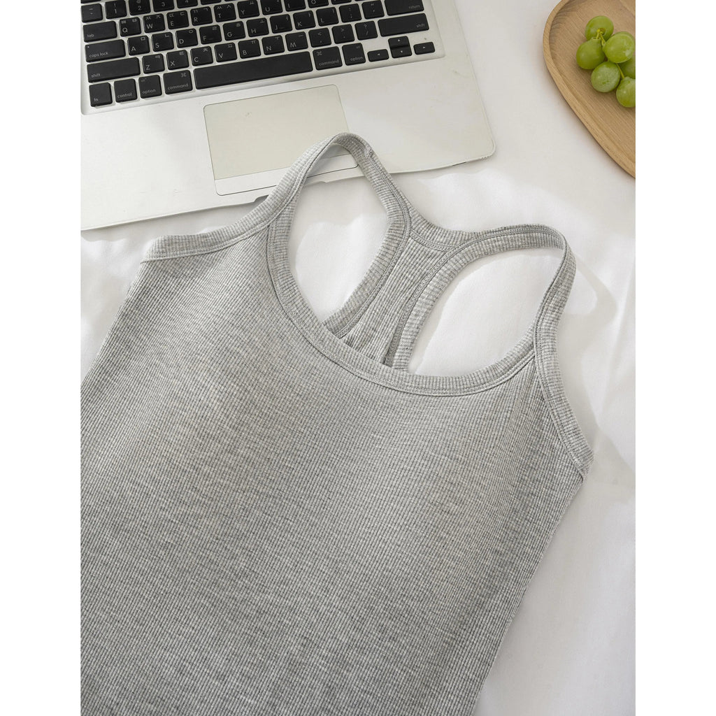 🔥Last Day 45% OFF-🧘‍♀️ Women's Ribbed Built-In Bra Tank Top