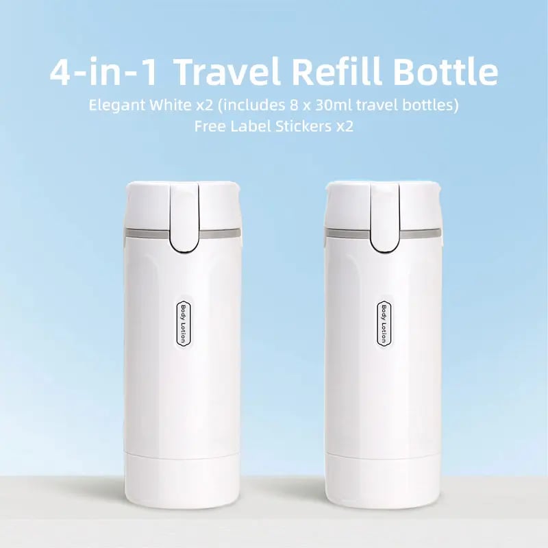🧴✨ 4-in-1 Portable Travel Dispenser Bottle – Compact Cosmetic & Shampoo Storage