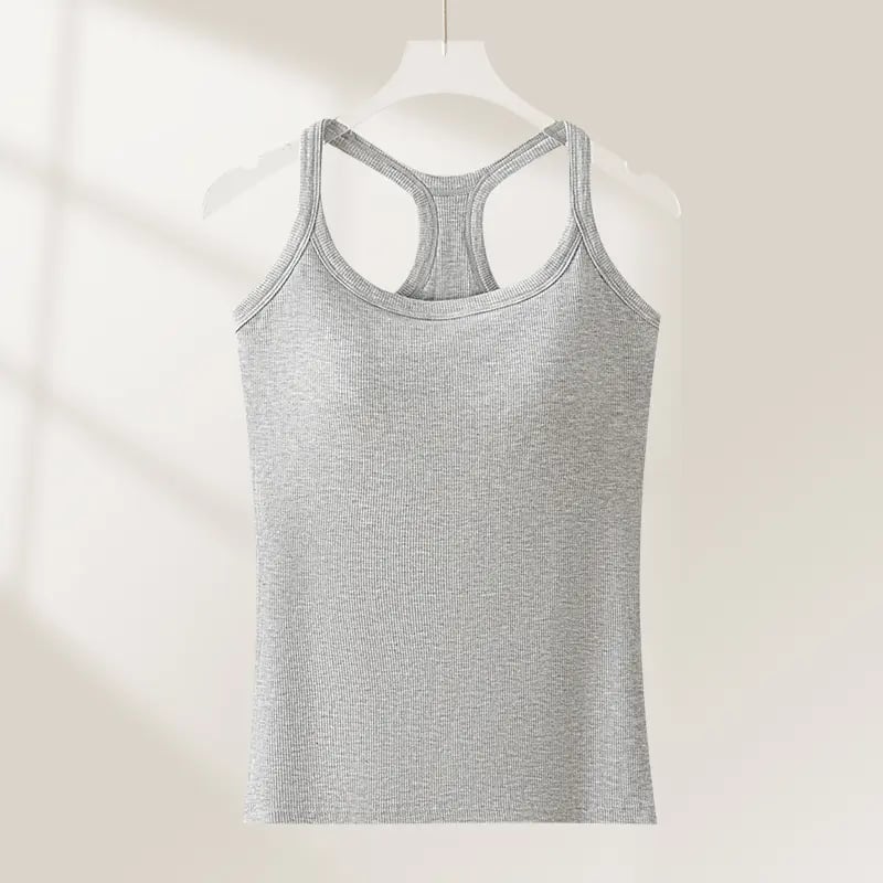 🔥Last Day 45% OFF-🧘‍♀️ Women's Ribbed Built-In Bra Tank Top