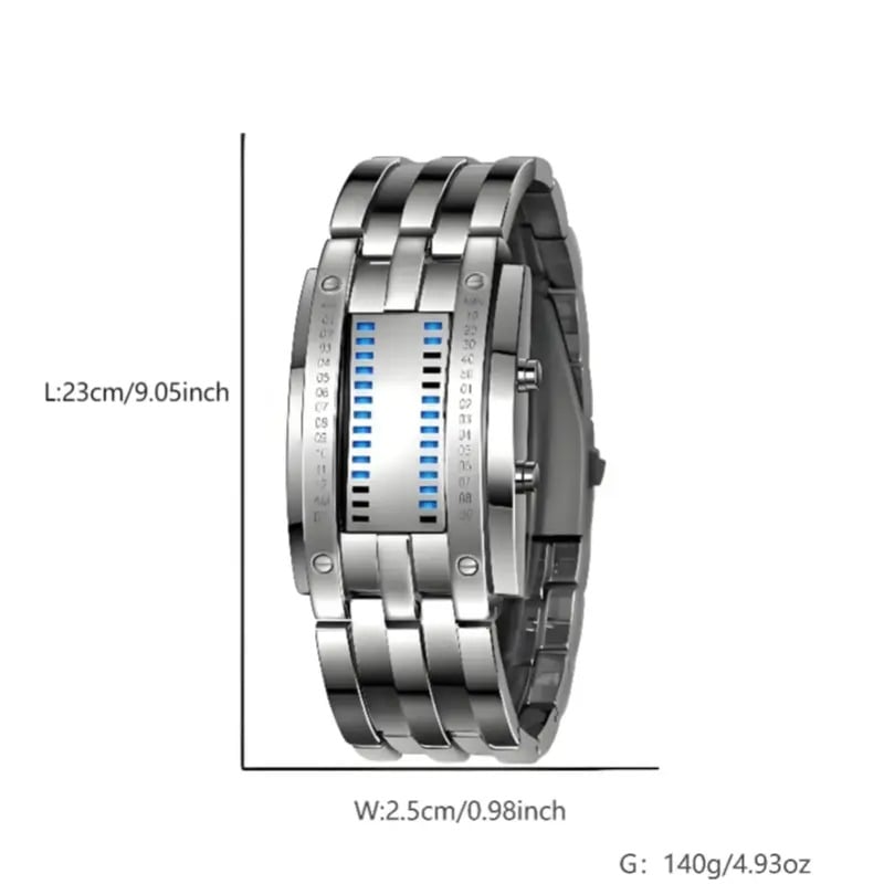 🎁Last Day Promotion 49% OFF🔥Binary LED Digital Watch, Square Face with Zinc Alloy Band, Unisex Casual Timepiece