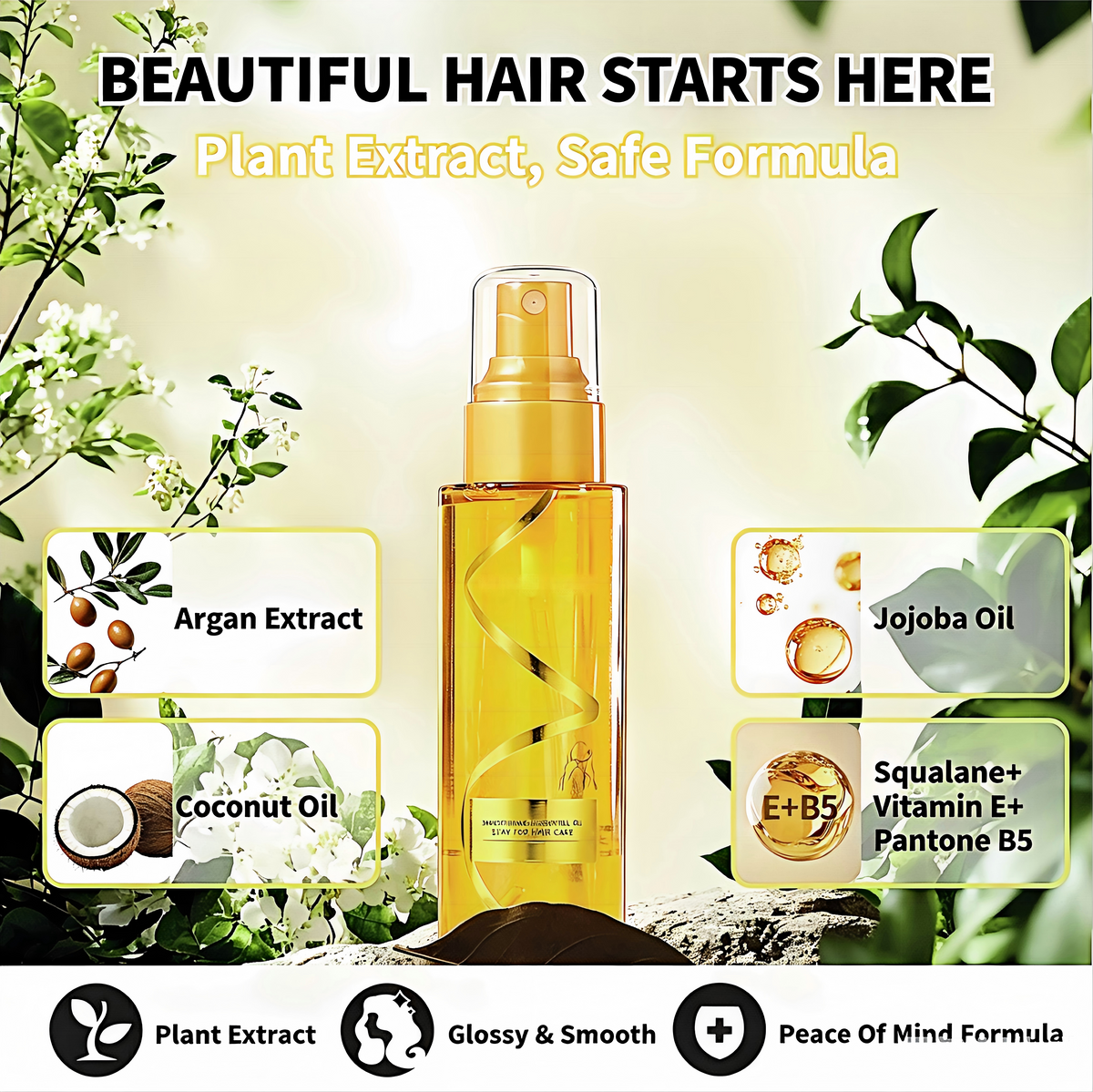 Argan & Coconut Hair Oil 80ML - Lightweight non-greasy, anti-frizz