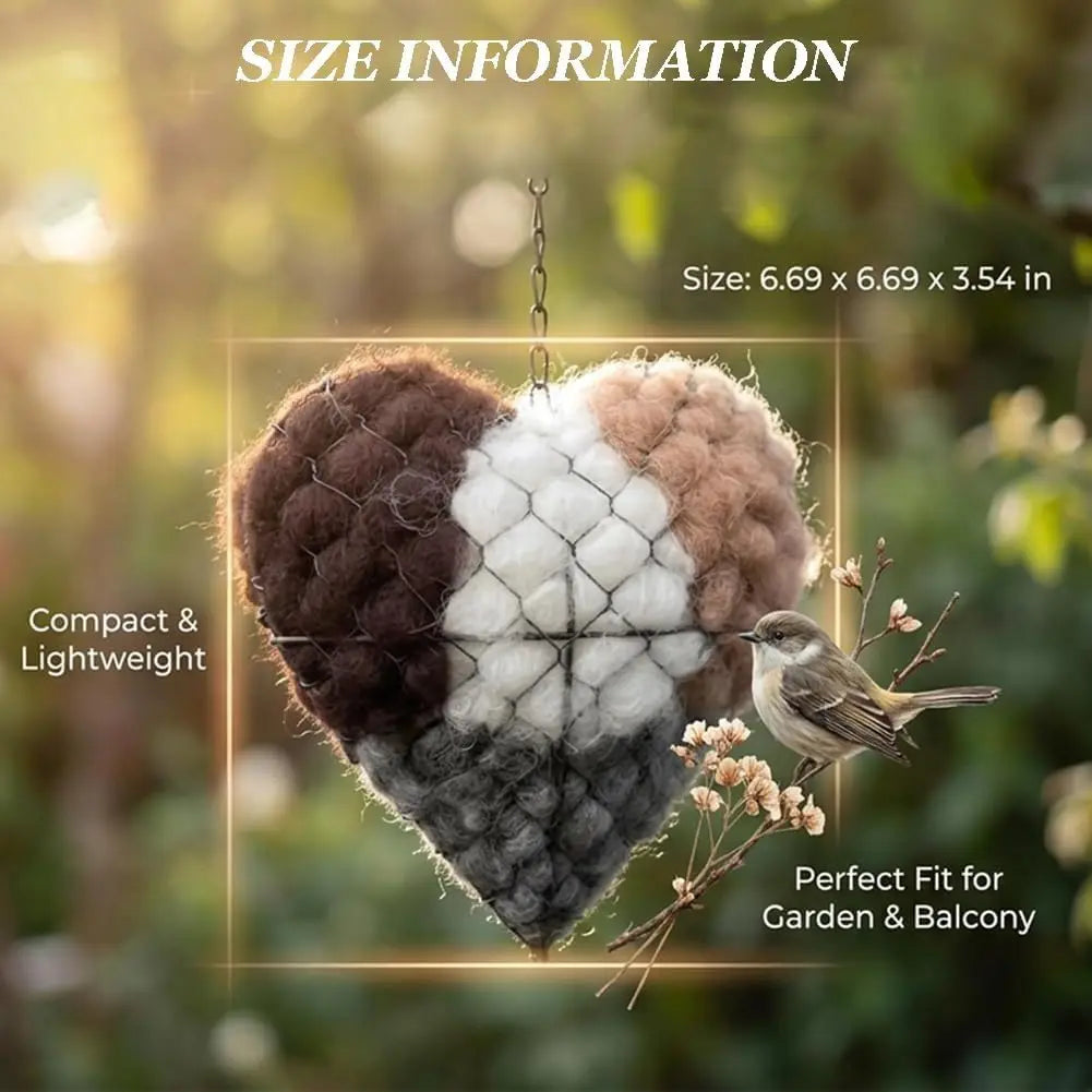 🕊️ Handmade Alpaca Fiber Bird Nesting Heart