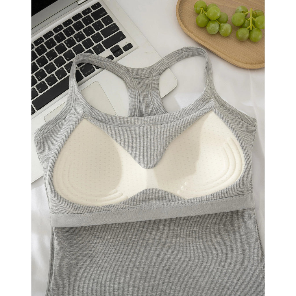 🔥Last Day 45% OFF-🧘‍♀️ Women's Ribbed Built-In Bra Tank Top