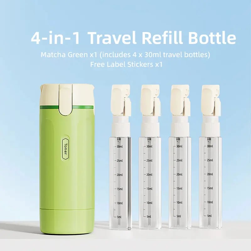🧴✨ 4-in-1 Portable Travel Dispenser Bottle – Compact Cosmetic & Shampoo Storage