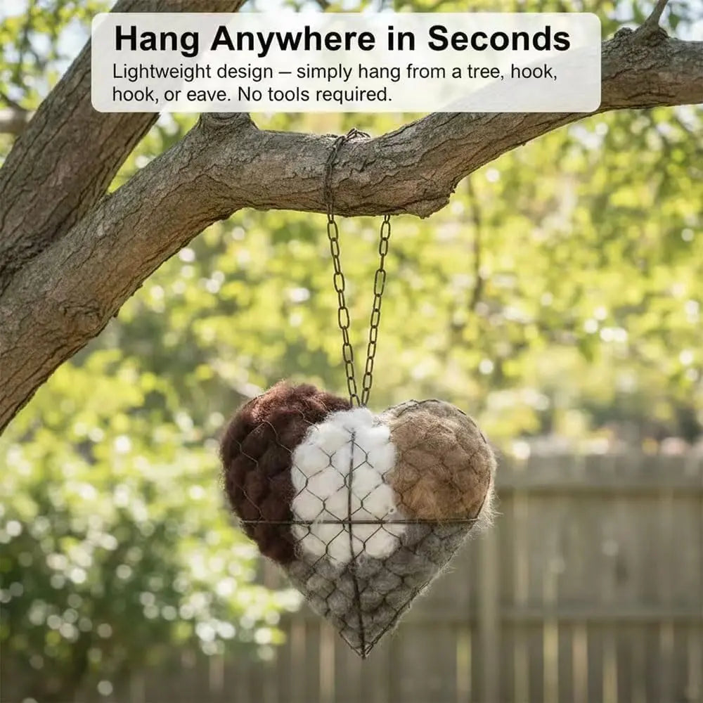 🕊️ Handmade Alpaca Fiber Bird Nesting Heart