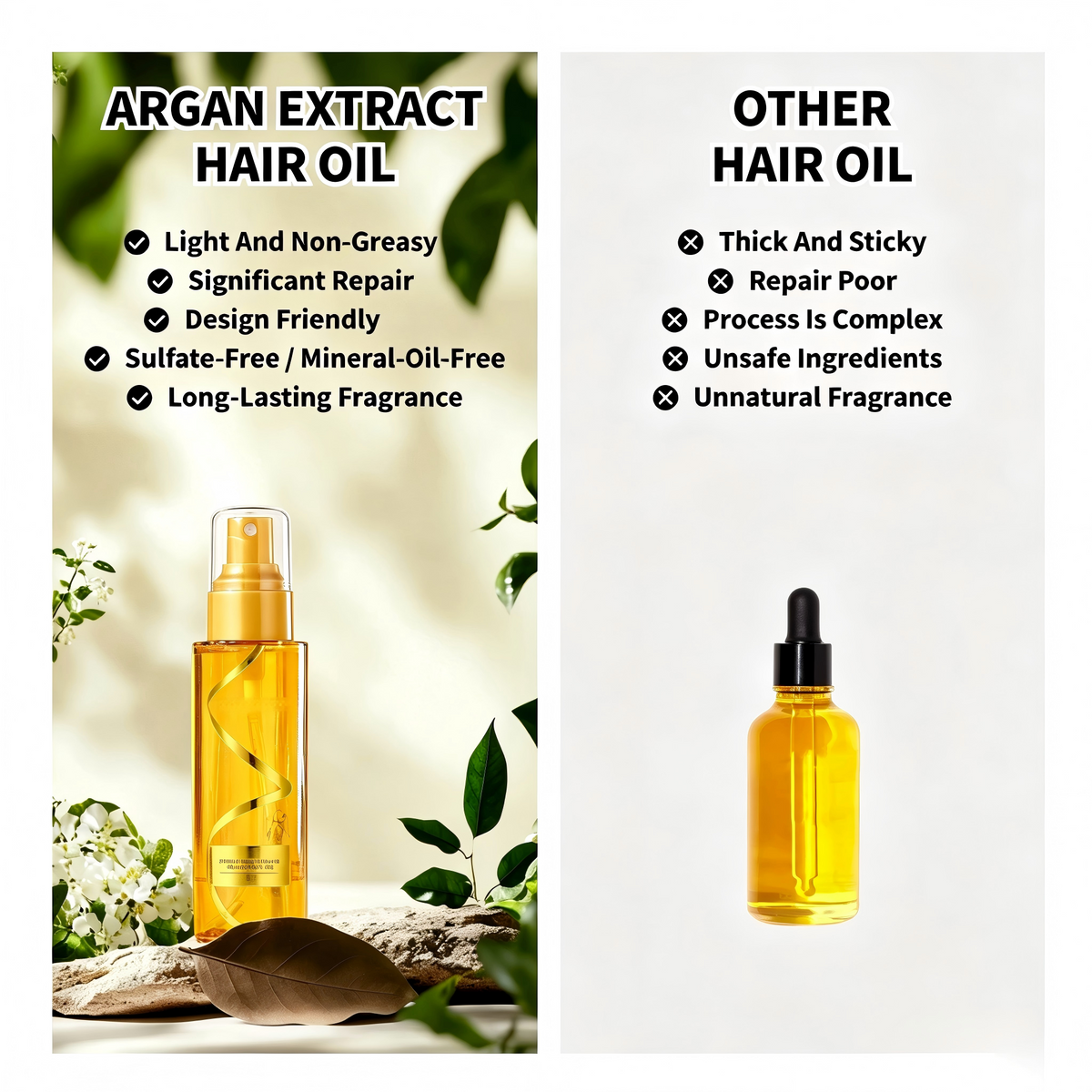 Argan & Coconut Hair Oil 80ML - Lightweight non-greasy, anti-frizz