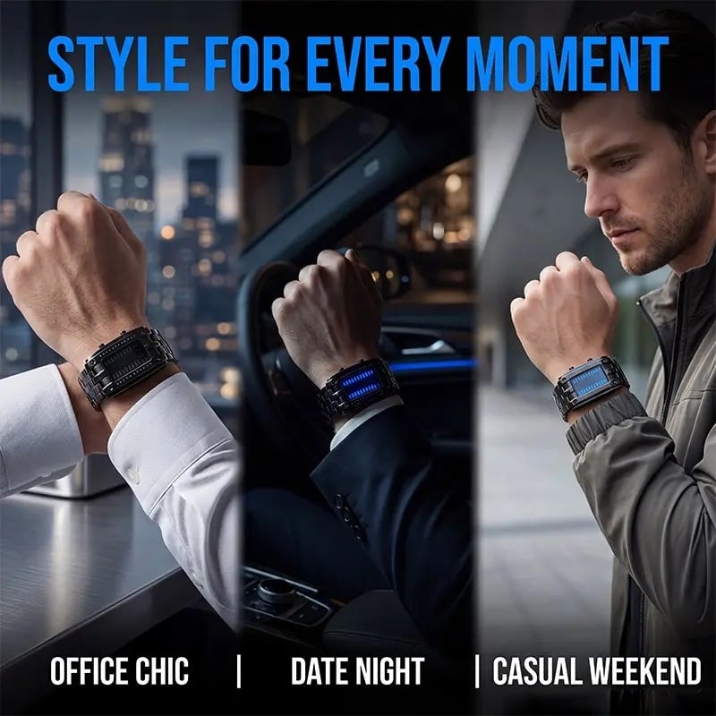 🎁Last Day Promotion 49% OFF🔥Binary LED Digital Watch, Square Face with Zinc Alloy Band, Unisex Casual Timepiece