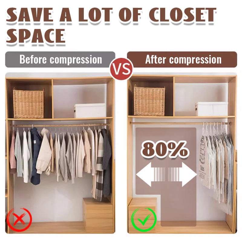⏳Hanging Vacuum Storage Bags for Closets - Save 75% Space Instantly
