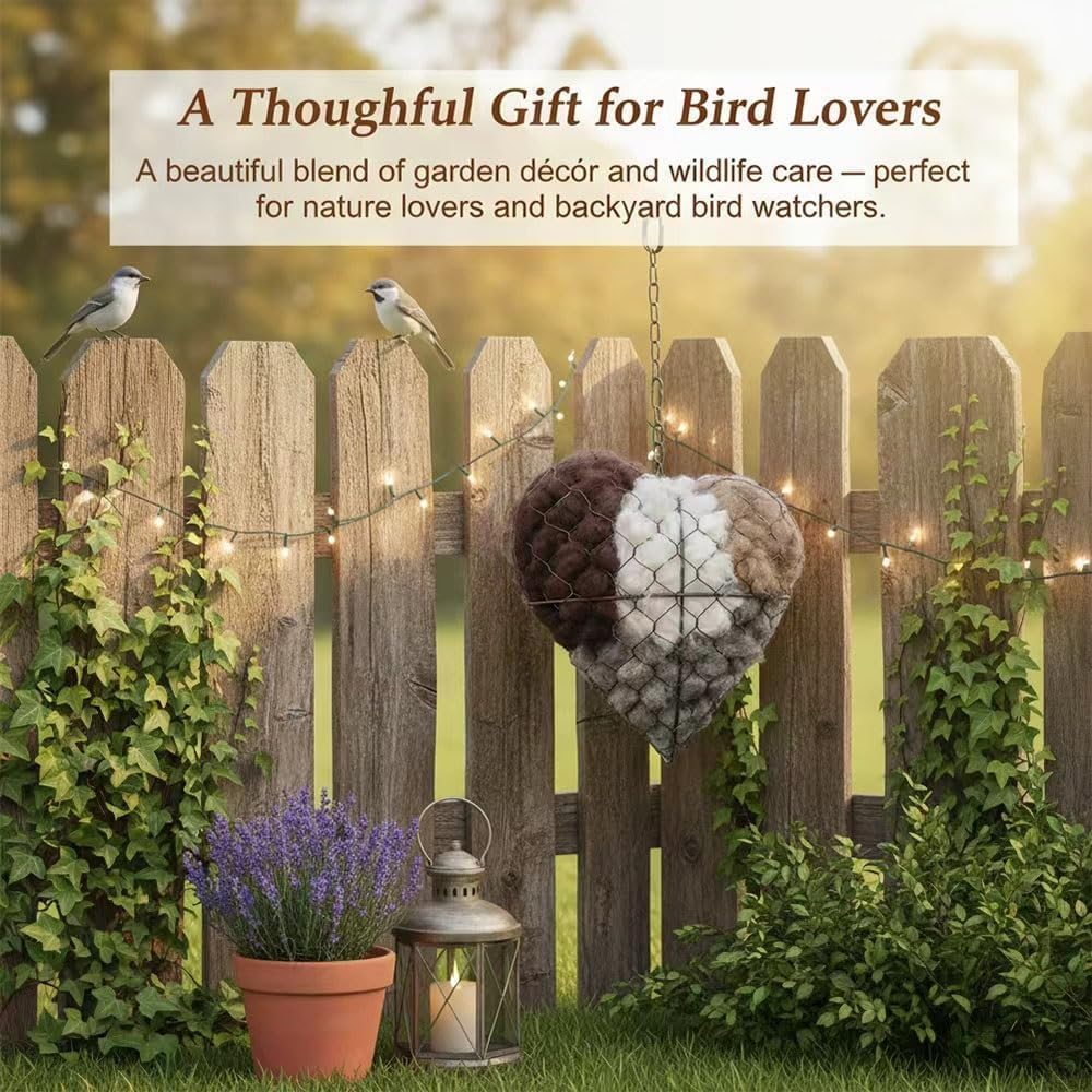 🕊️ Handmade Alpaca Fiber Bird Nesting Heart
