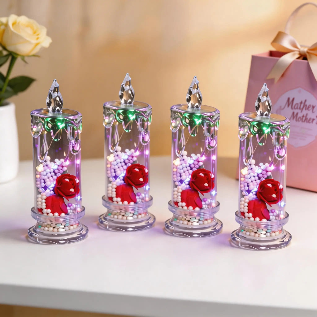 🌹Mother's dat 49%OFF✨ Set of Four Realistic Rose Candle Lights