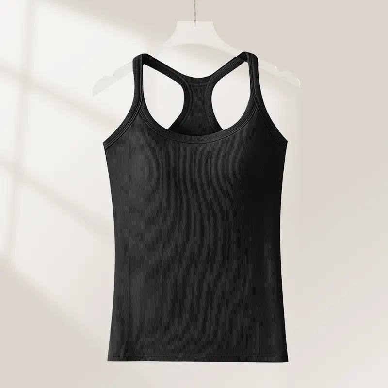 🔥Last Day 45% OFF-🧘‍♀️ Women's Ribbed Built-In Bra Tank Top