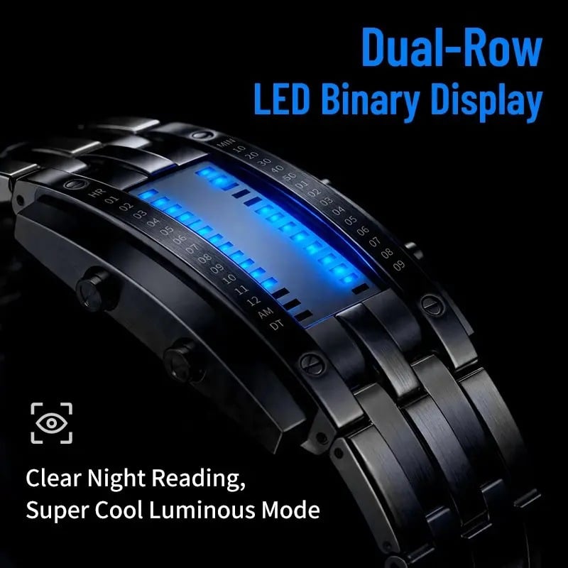 🎁Last Day Promotion 49% OFF🔥Binary LED Digital Watch, Square Face with Zinc Alloy Band, Unisex Casual Timepiece