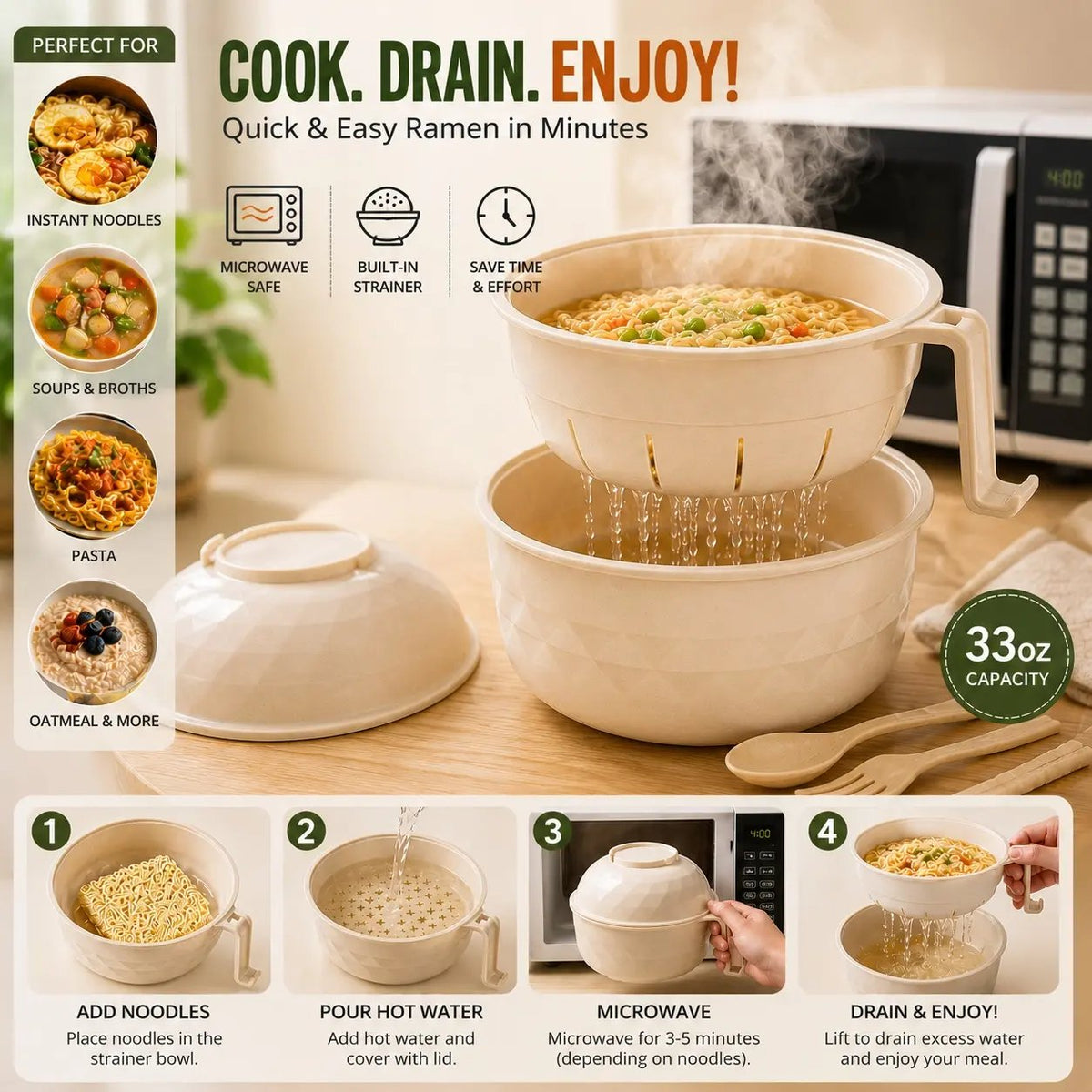 🍜 Ultimate Microwave Ramen Bowl Set