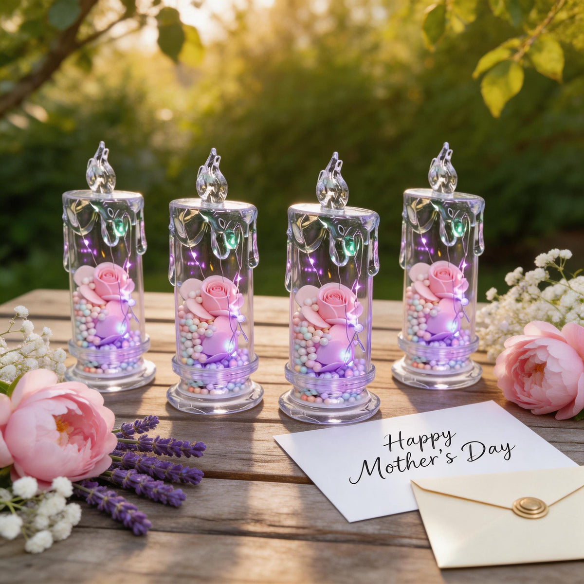 🌹Mother's dat 49%OFF✨ Set of Four Realistic Rose Candle Lights