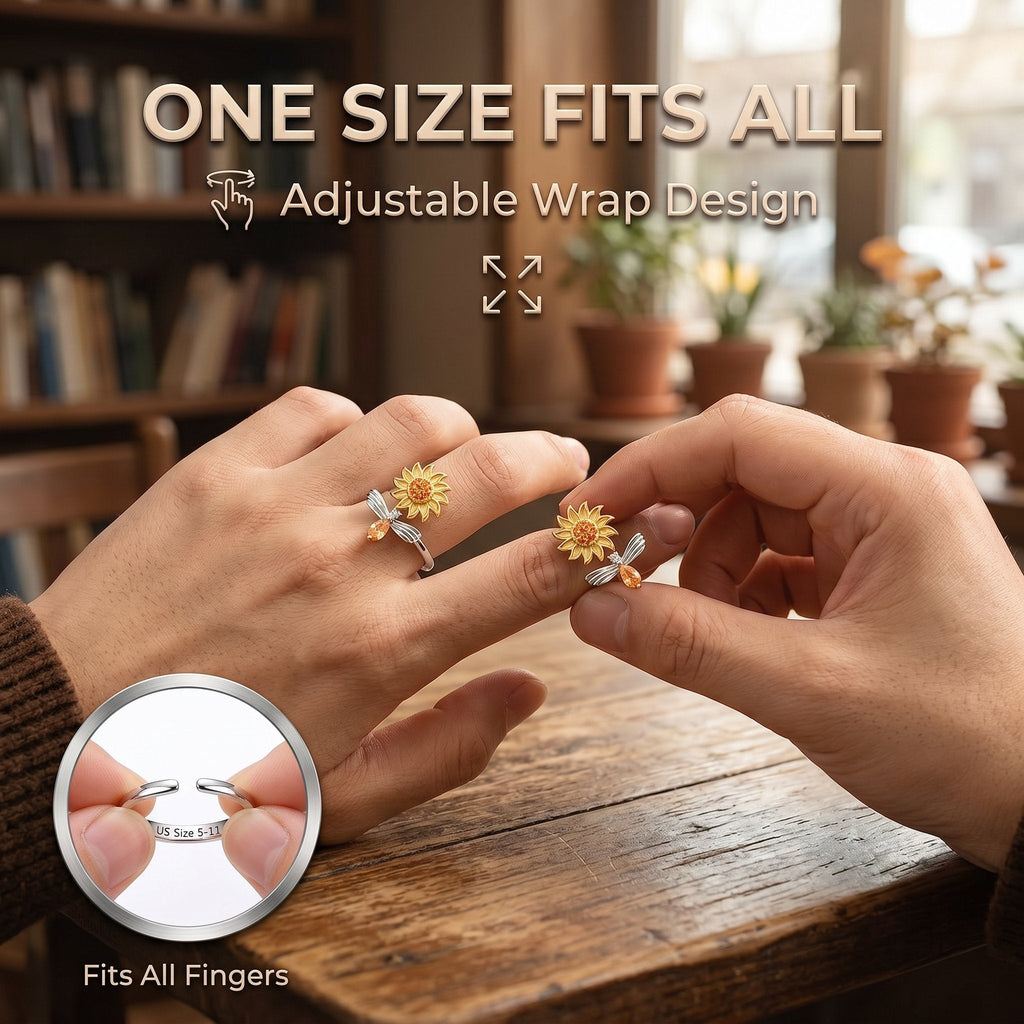 🔥Last Day 49% OFF -🌻 Sunflower Fidget Spinner Ring