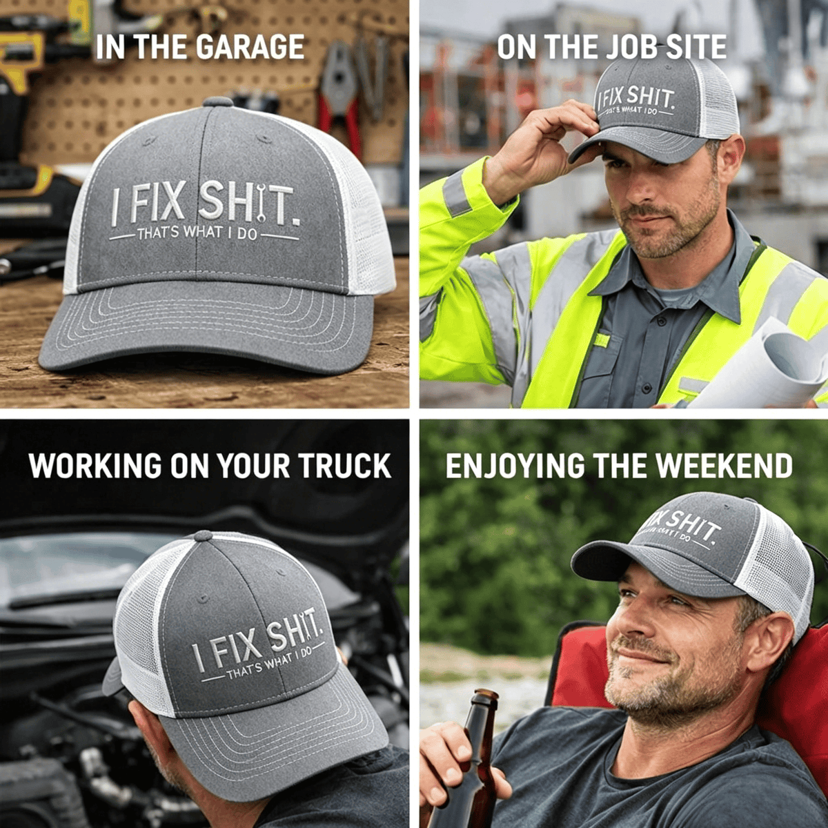 🛠️ I Fix Shit Trucker Hat – Funny Mechanic & Fixer Cap