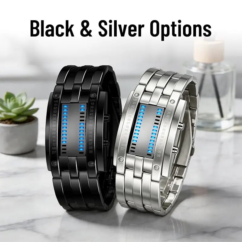 🎁Last Day Promotion 49% OFF🔥Binary LED Digital Watch, Square Face with Zinc Alloy Band, Unisex Casual Timepiece
