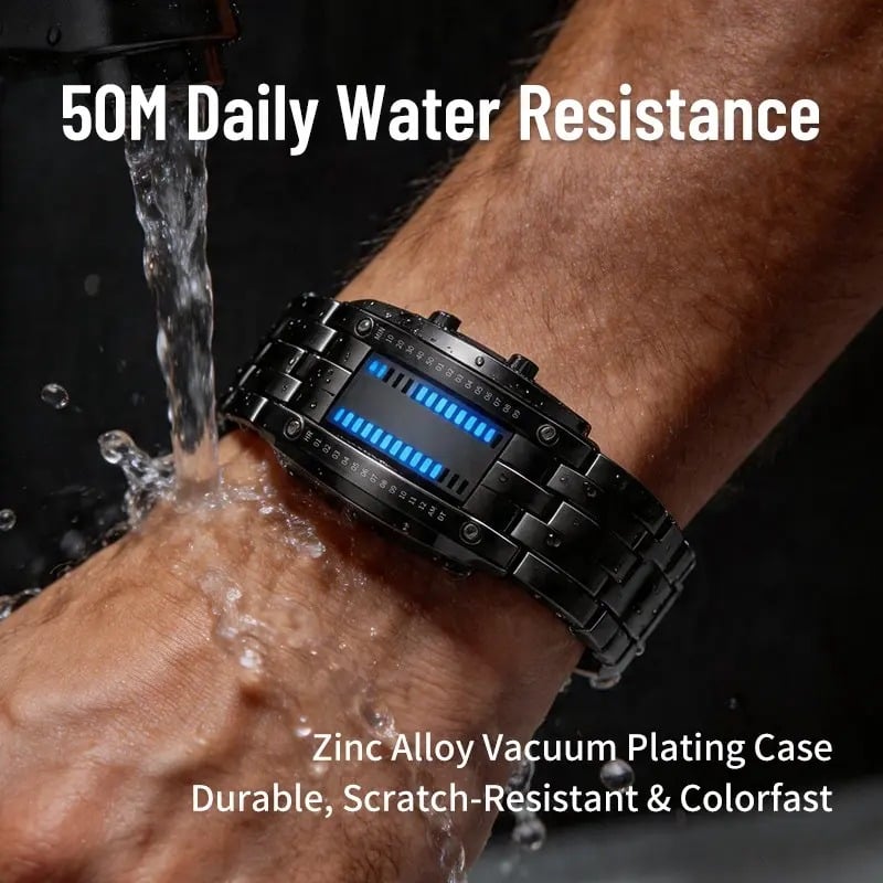 🎁Last Day Promotion 49% OFF🔥Binary LED Digital Watch, Square Face with Zinc Alloy Band, Unisex Casual Timepiece