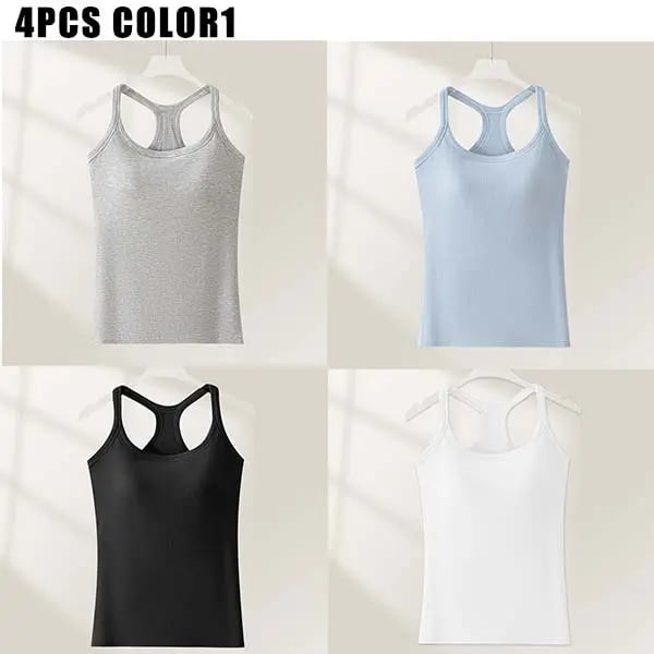 🔥Last Day 45% OFF-🧘‍♀️ Women's Ribbed Built-In Bra Tank Top
