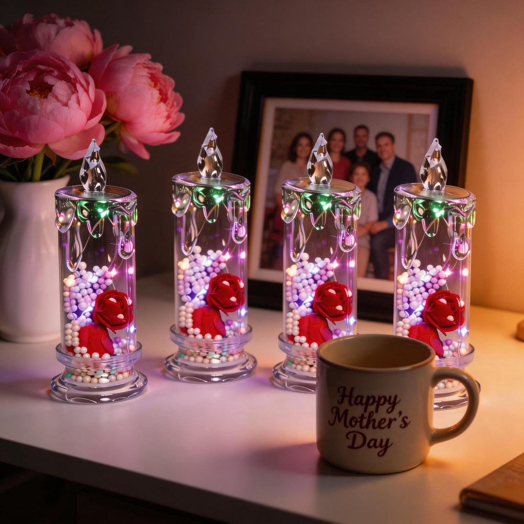 🌹Mother's dat 49%OFF✨ Set of Four Realistic Rose Candle Lights