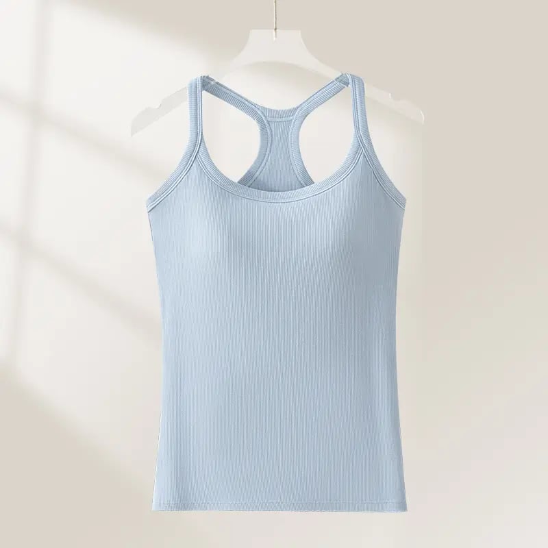 🔥Last Day 45% OFF-🧘‍♀️ Women's Ribbed Built-In Bra Tank Top