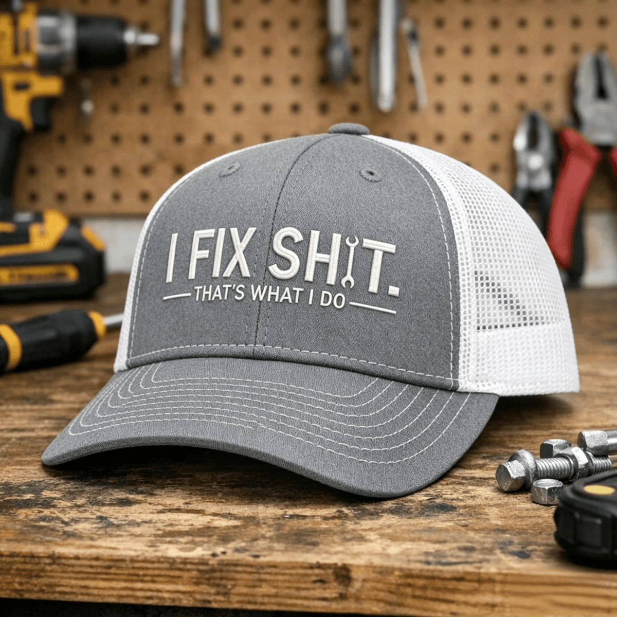 🛠️ I Fix Shit Trucker Hat – Funny Mechanic & Fixer Cap