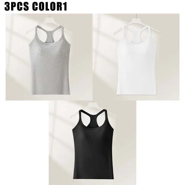 🔥Last Day 45% OFF-🧘‍♀️ Women's Ribbed Built-In Bra Tank Top