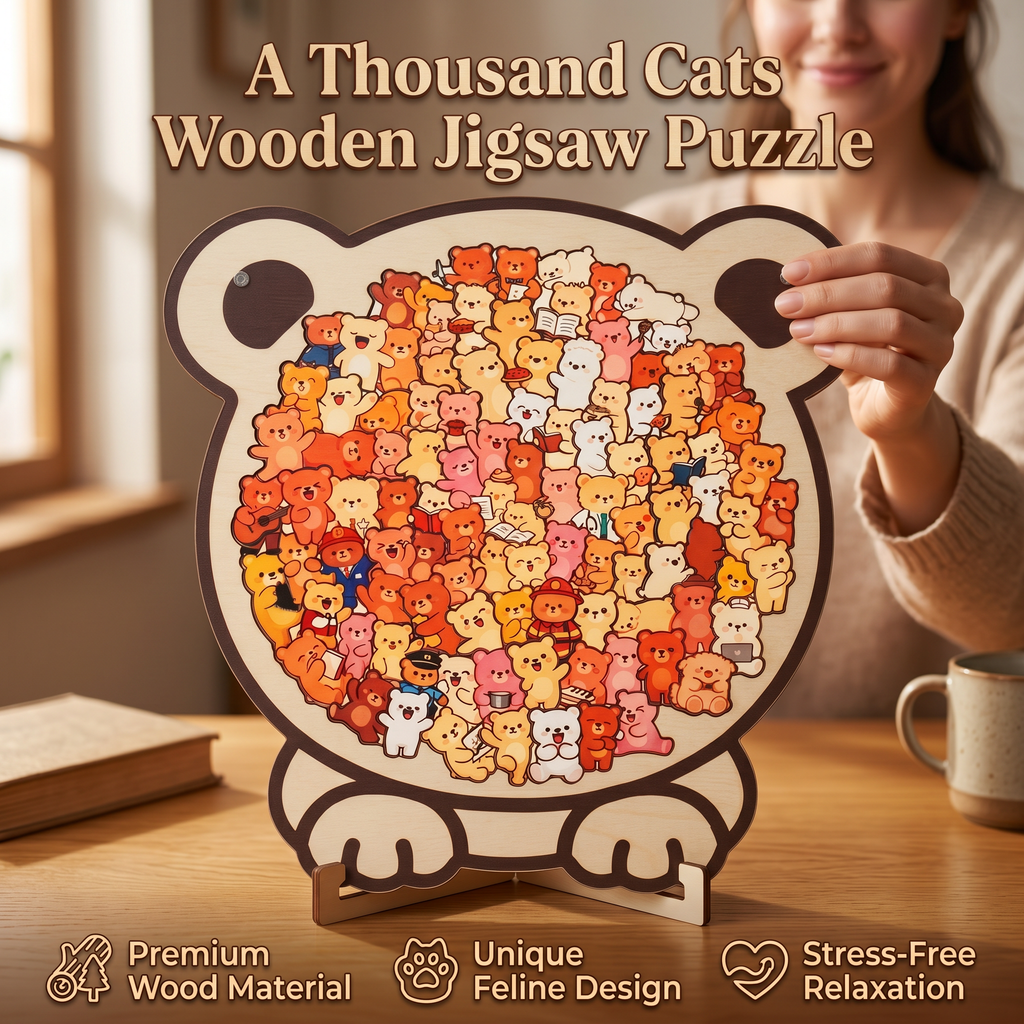 "A Thousand Cats" Wooden Jigsaw Puzzle