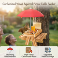 Carbonized Wood Squirrel Picnic Table Feeder