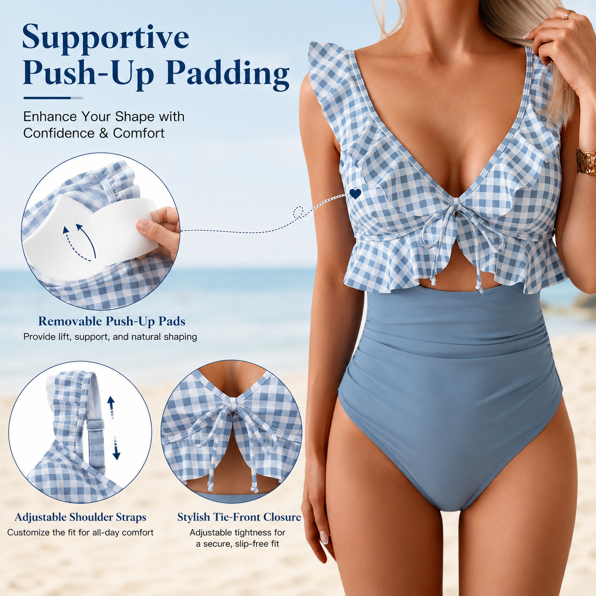Women's Ruched Tummy Control One-Piece Swimsuit 🌊👙
