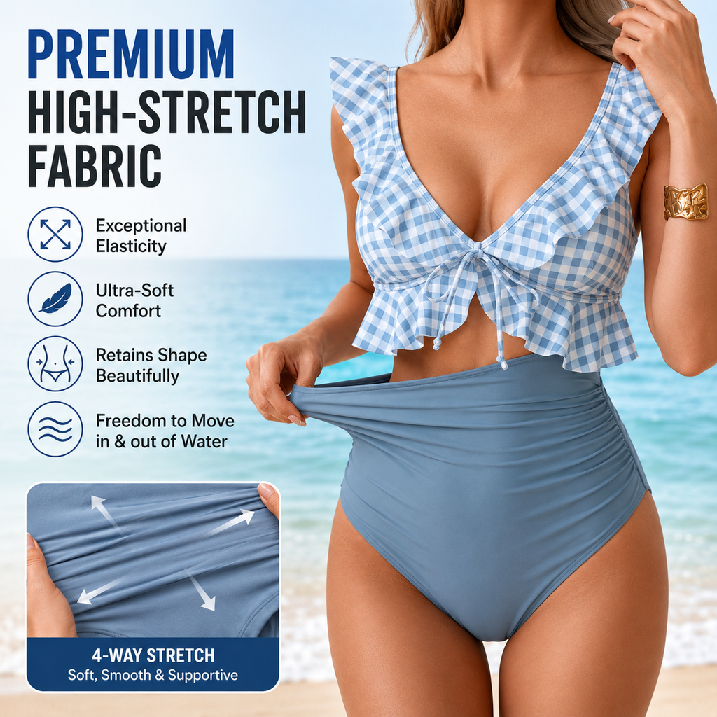 Women's Ruched Tummy Control One-Piece Swimsuit 🌊👙