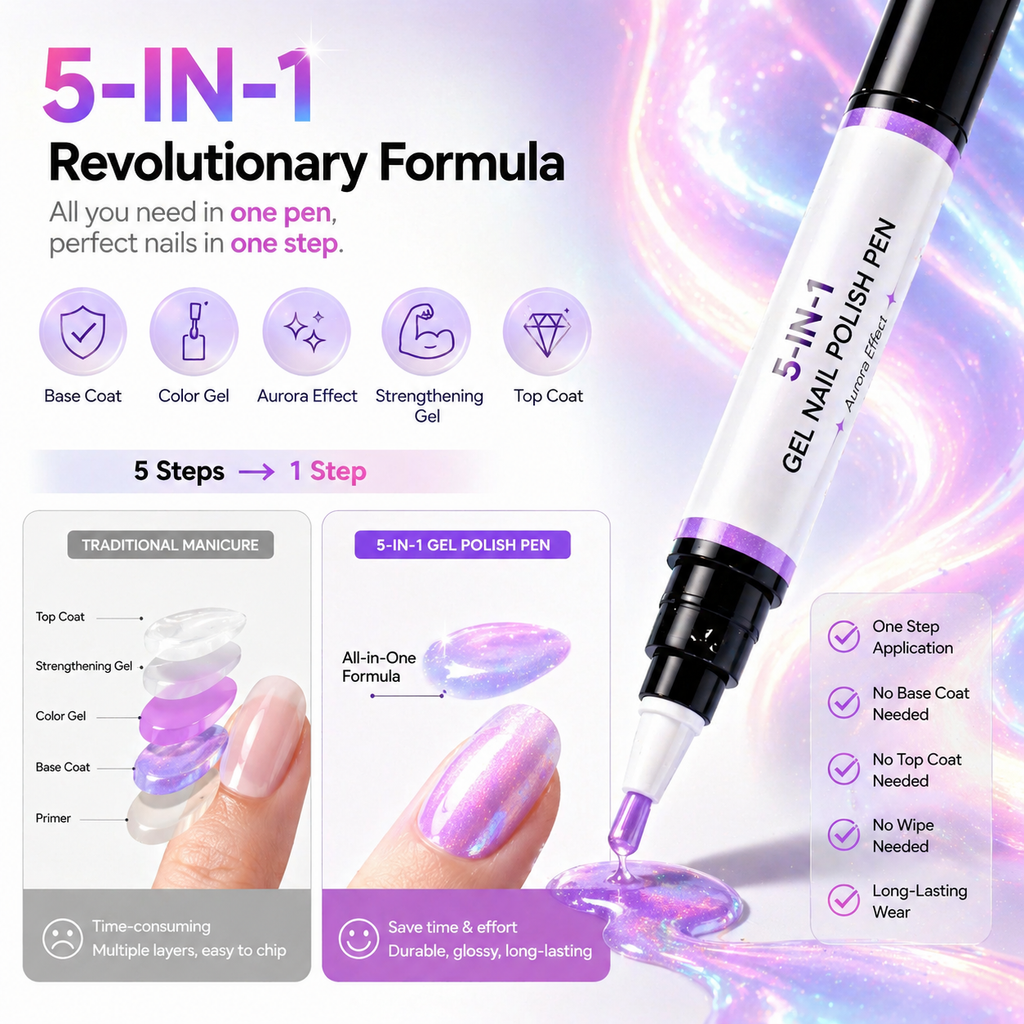 5-in-1 Aurora Effect Gel Nail Polish Pen 💅✨