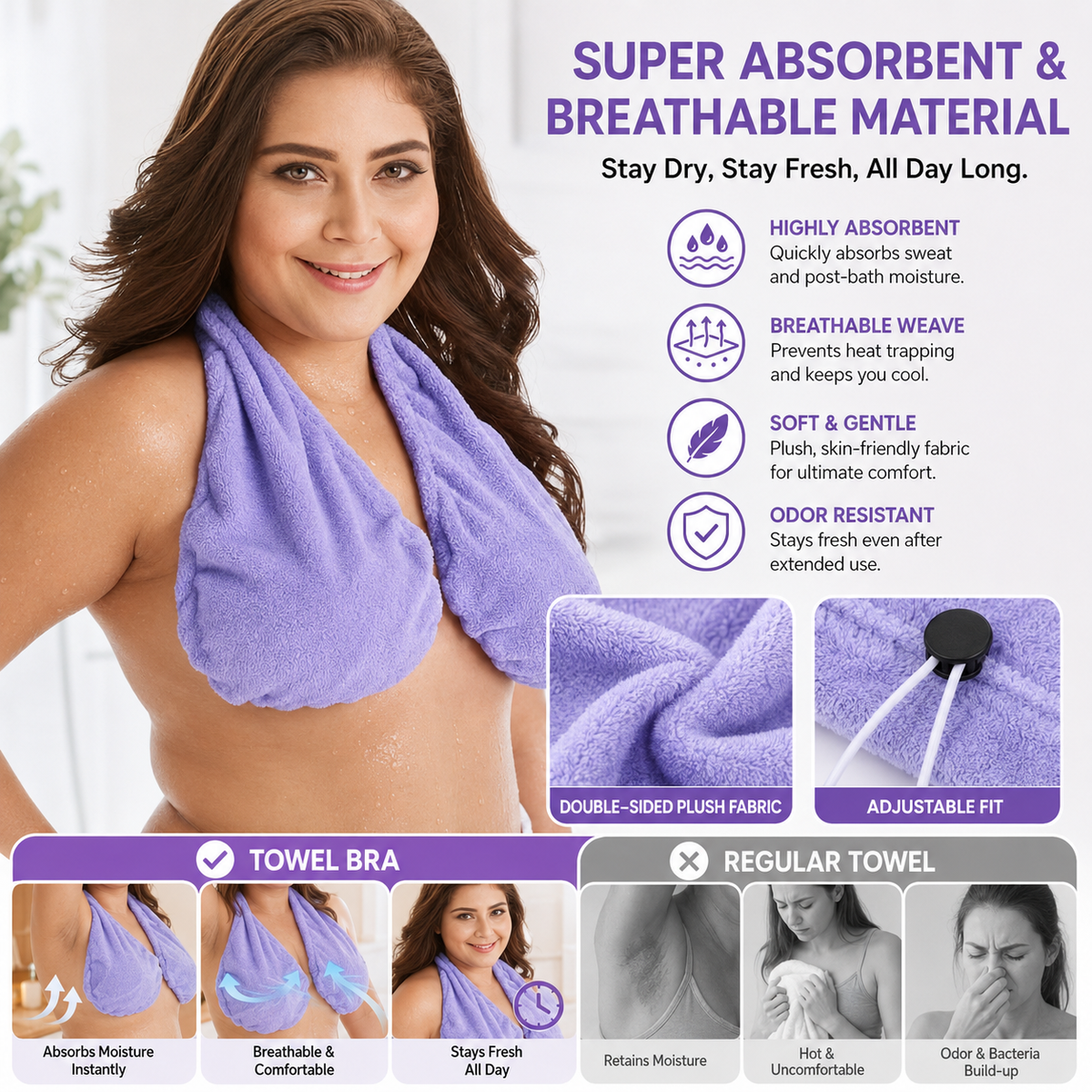 Convenient Water-Absorbing Breathable Towel Bra 🛀🏽✨