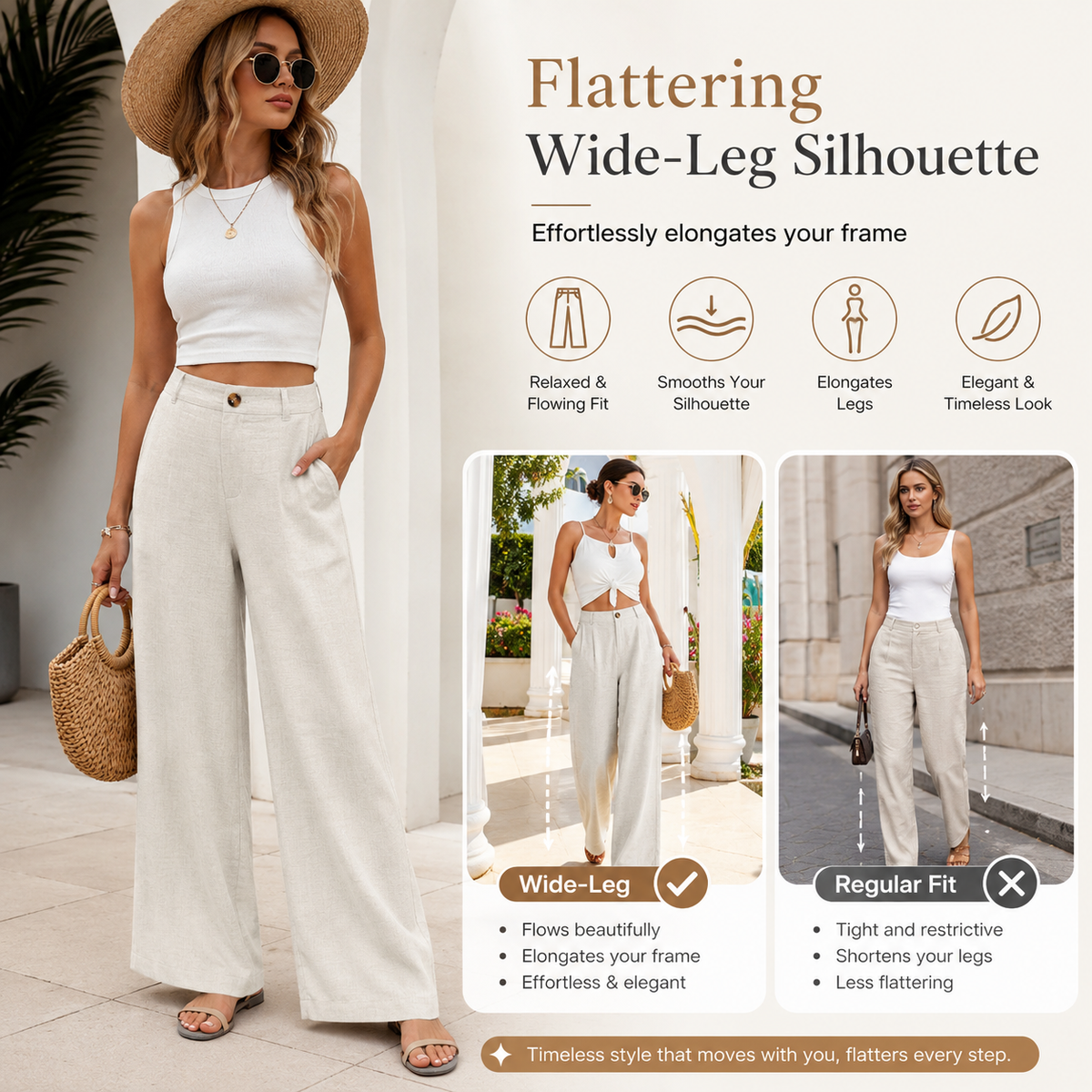 Women's High-Waisted Cotton Linen Wide-Leg Pants 🌿🎐