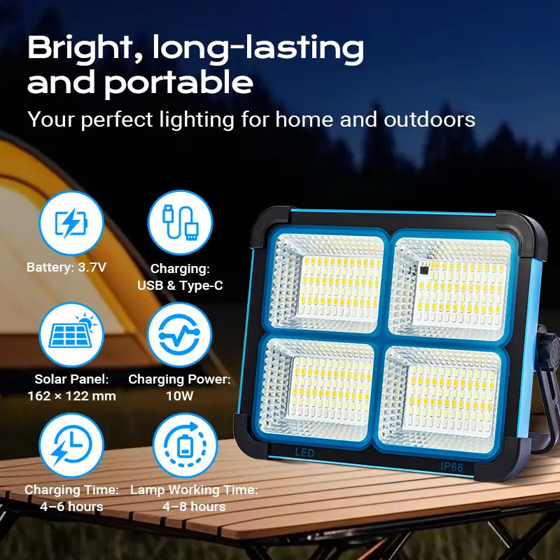 ☀️ Solar Rechargeable Heavy-Duty LED Work Light