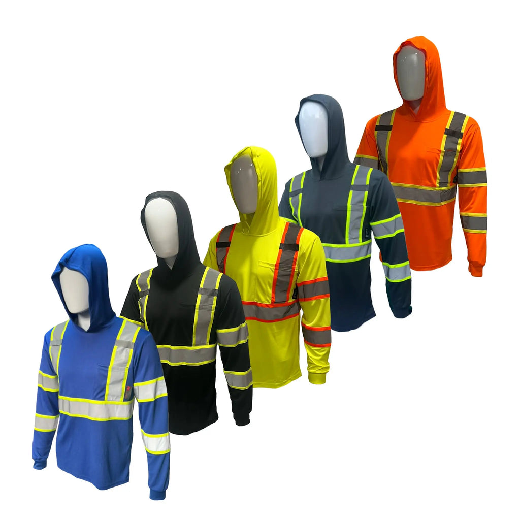 5-Pack ST908 High Visibility Long Sleeve Safety Hoodie Set