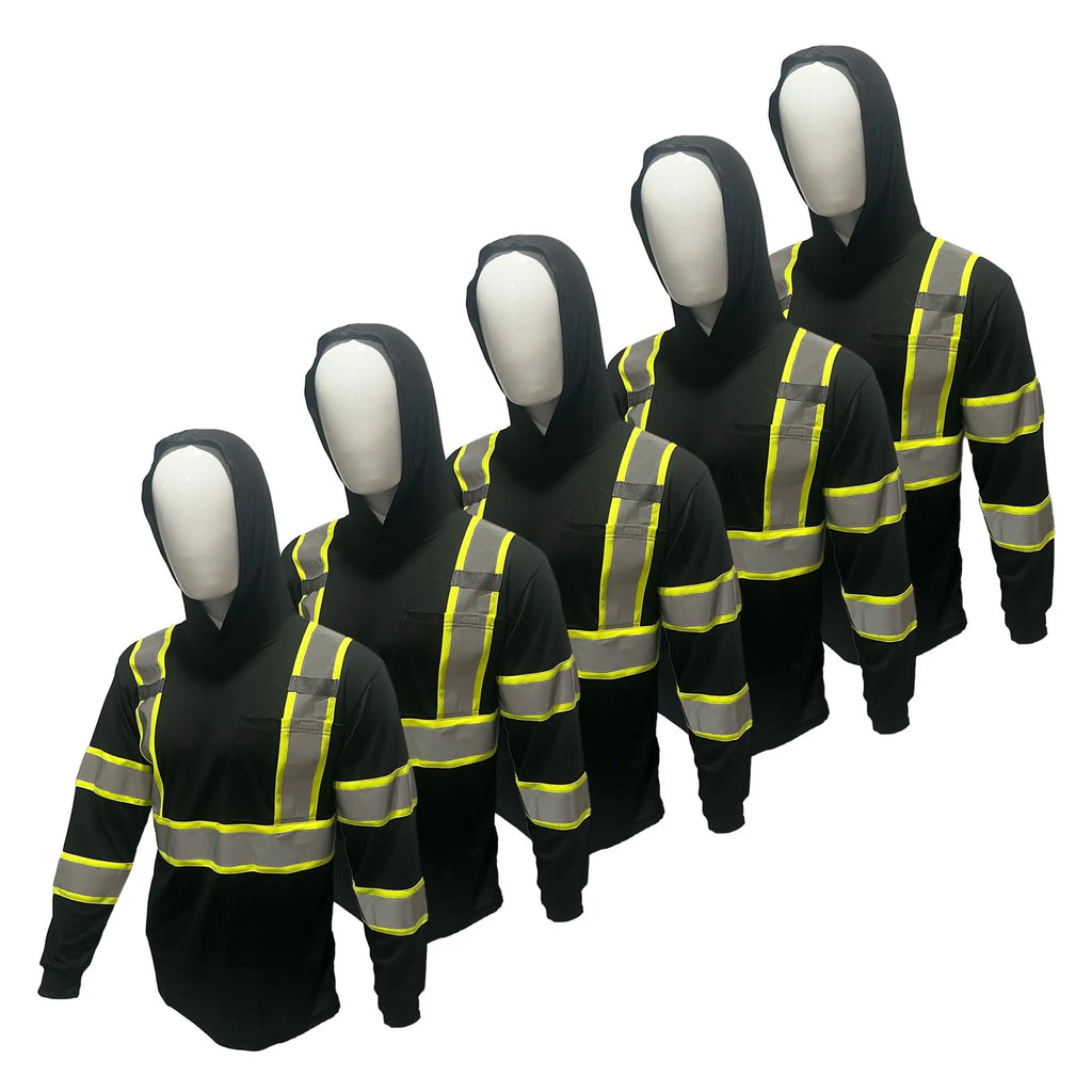 5-Pack ST908 High Visibility Long Sleeve Safety Hoodie Set