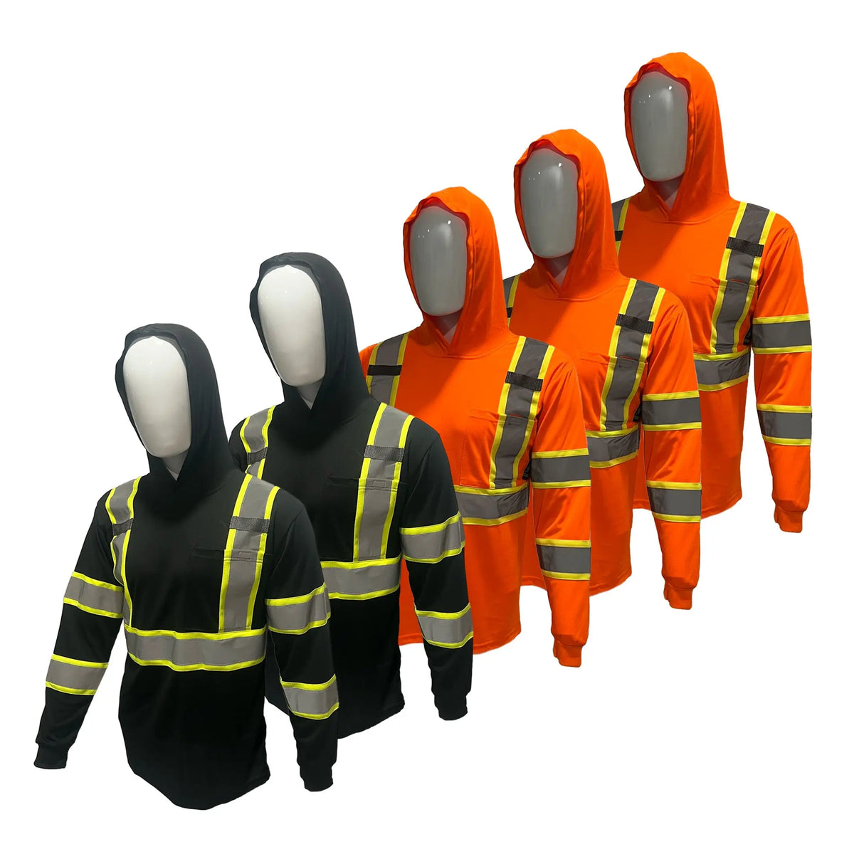 5-Pack ST908 High Visibility Long Sleeve Safety Hoodie Set