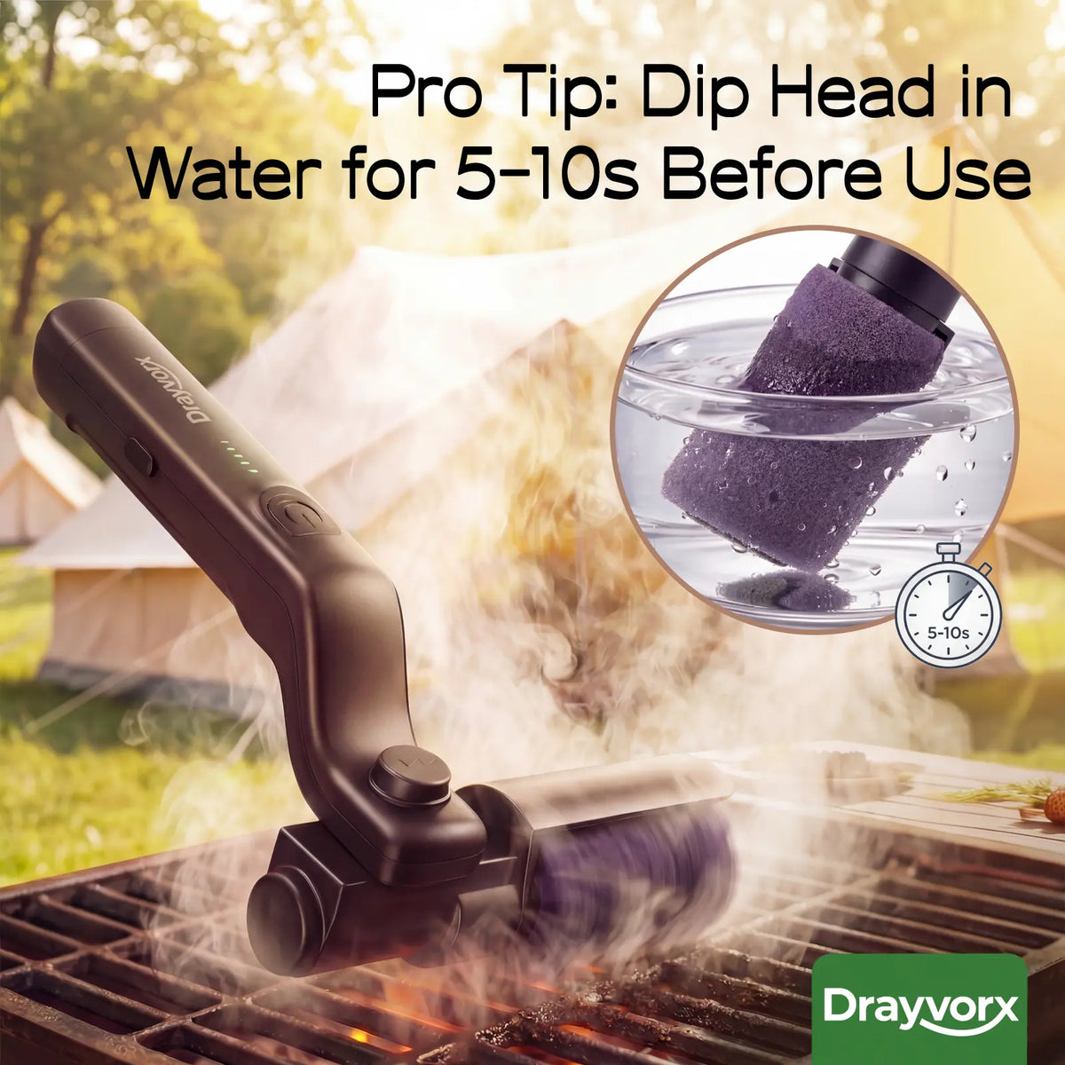 Drayvorx Cordless Electric Grill Brush & BBQ Cleaner Set