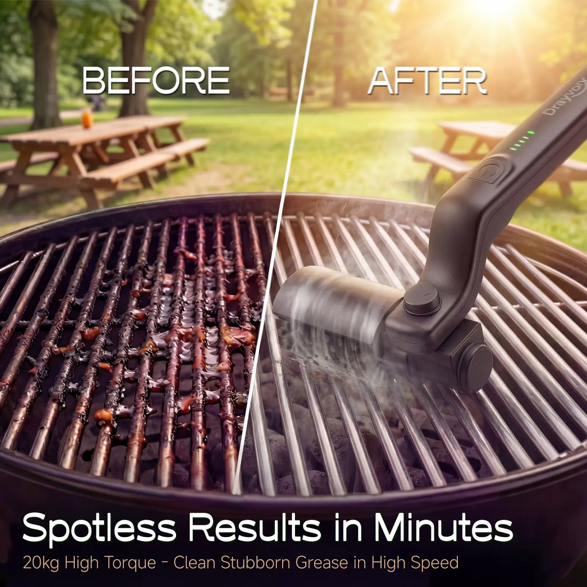 Drayvorx Cordless Electric Grill Brush & BBQ Cleaner Set