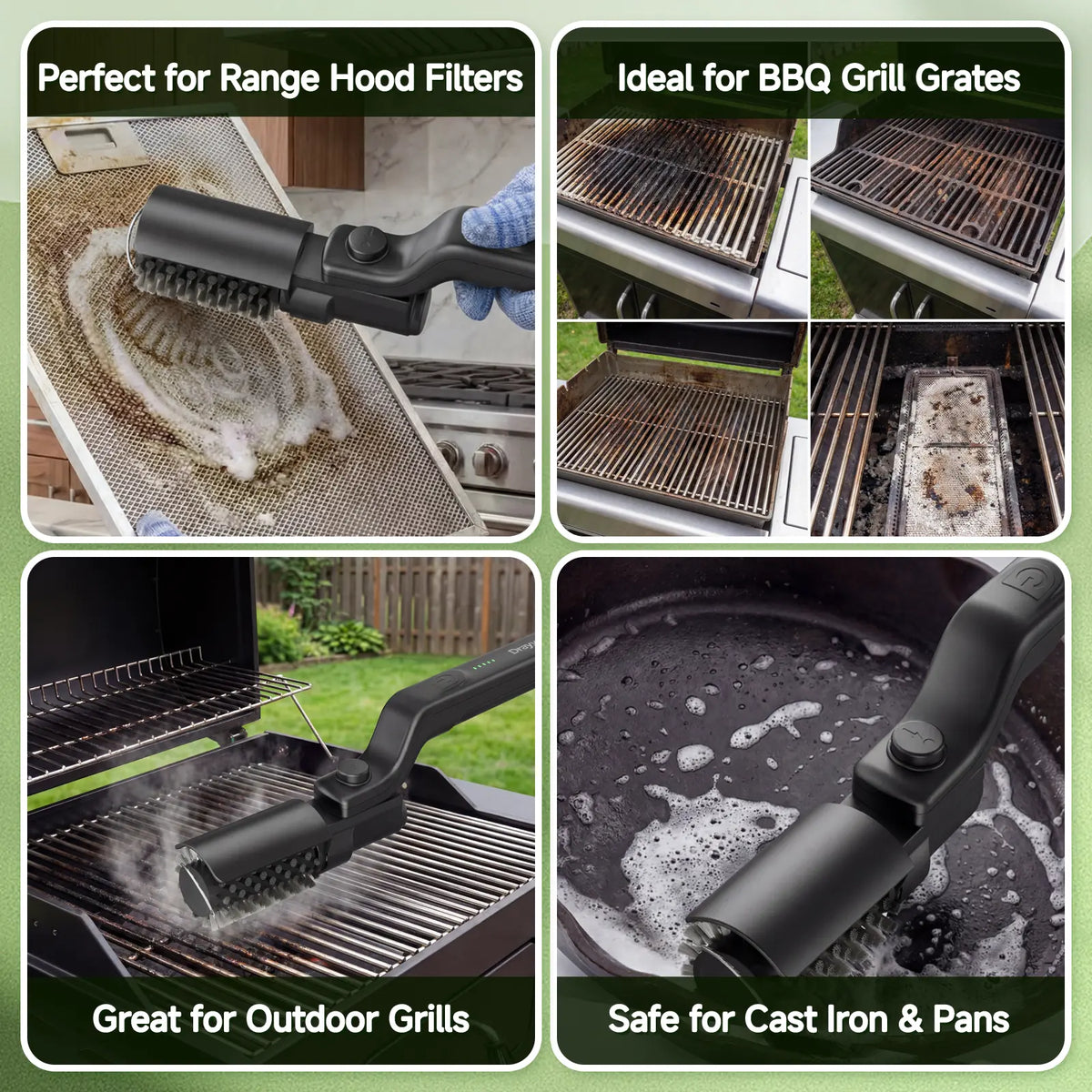 Drayvorx Cordless Electric Grill Brush & BBQ Cleaner Set
