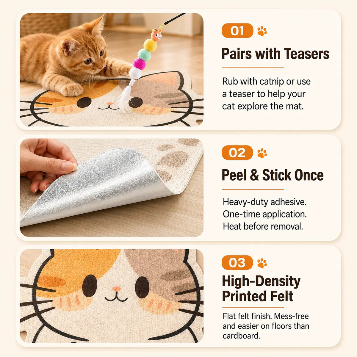 SmartWell Cute Kawaii Cat Scratcher Mat & Wall Protector