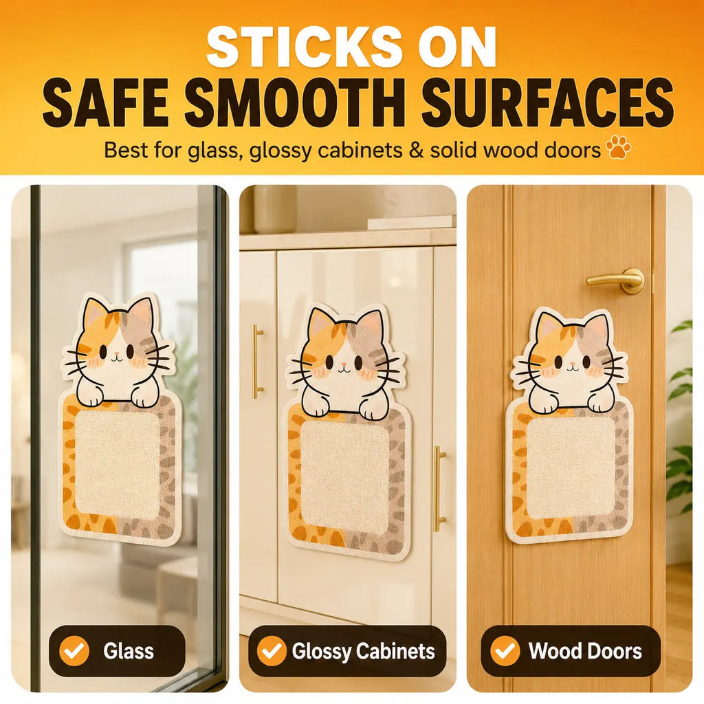 SmartWell Cute Kawaii Cat Scratcher Mat & Wall Protector