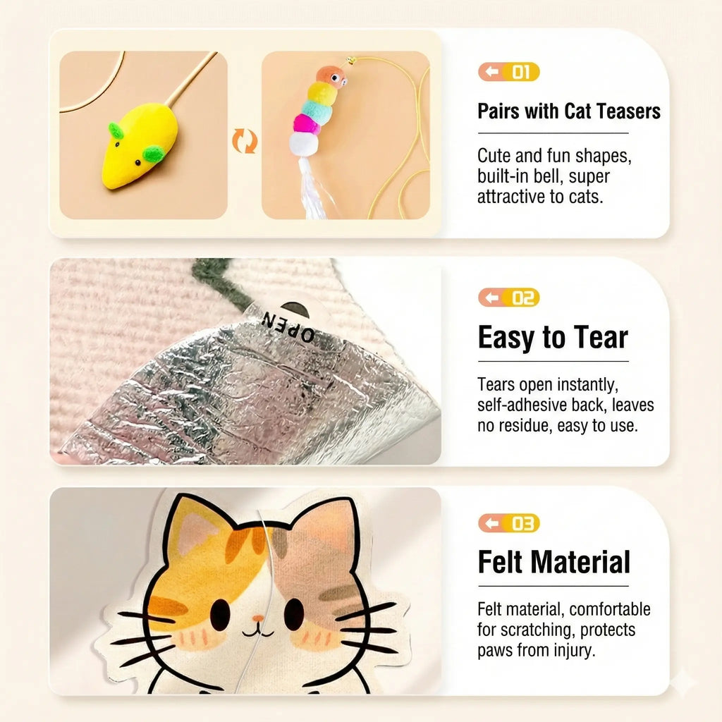 SmartWell Cute Kawaii Cat Scratcher Mat & Wall Protector
