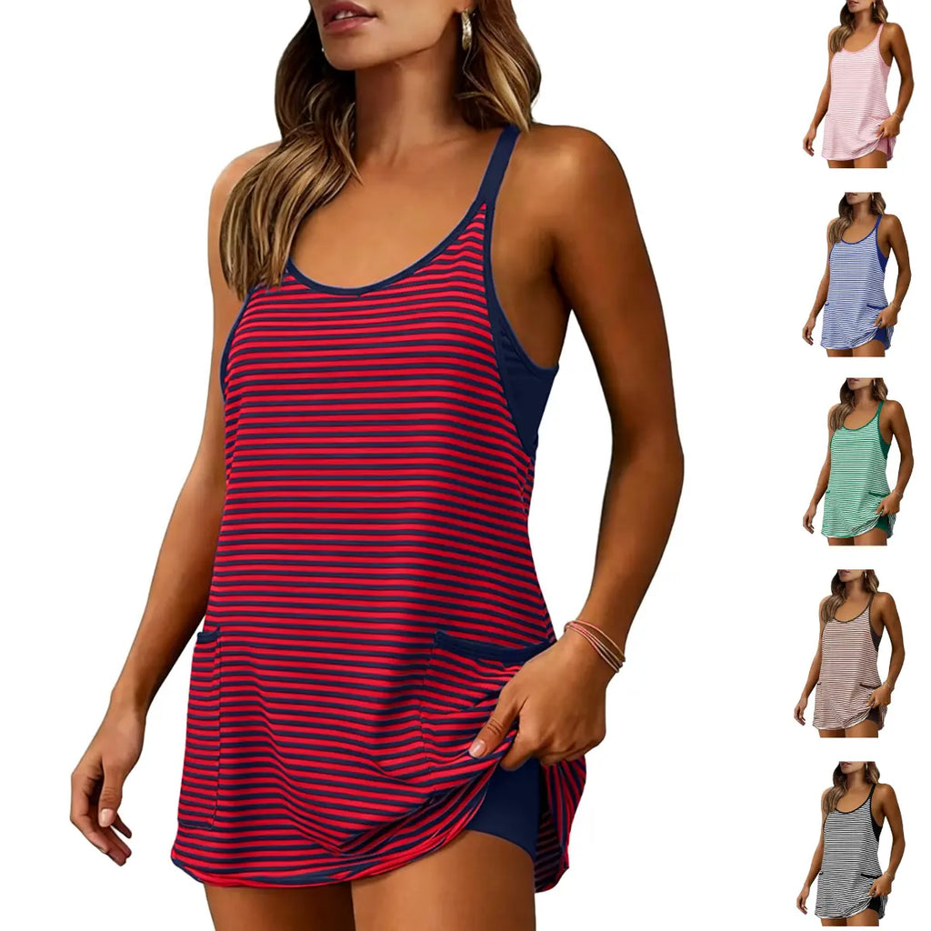 Women's Summer Sleeveless 4th of July Athletic Mini Dress