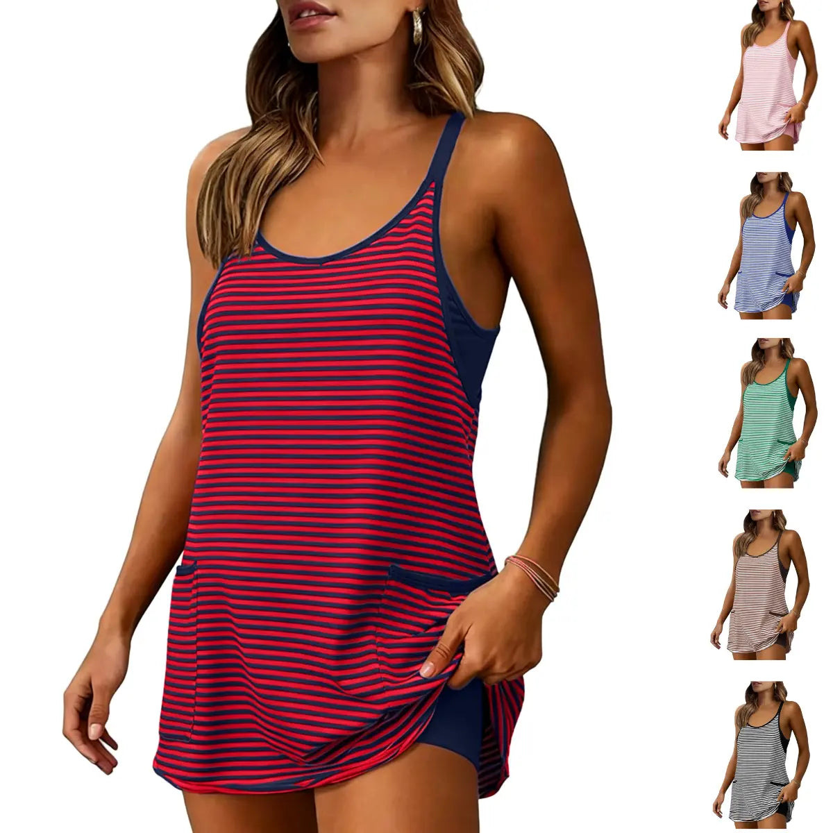 Women's Summer Sleeveless 4th of July Athletic Mini Dress