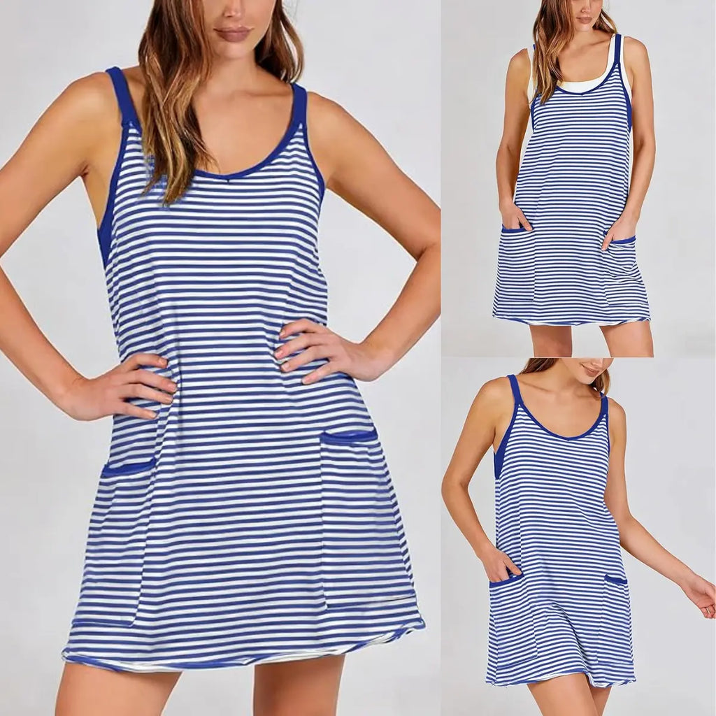 Women's Summer Sleeveless 4th of July Athletic Mini Dress